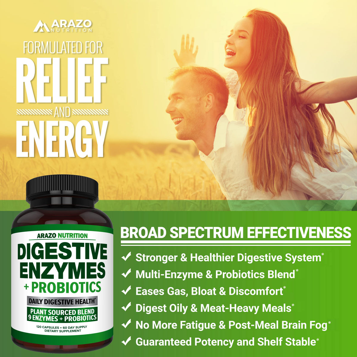 Gélules d'Arazo Nutrition Multi-Enzymes dans une main