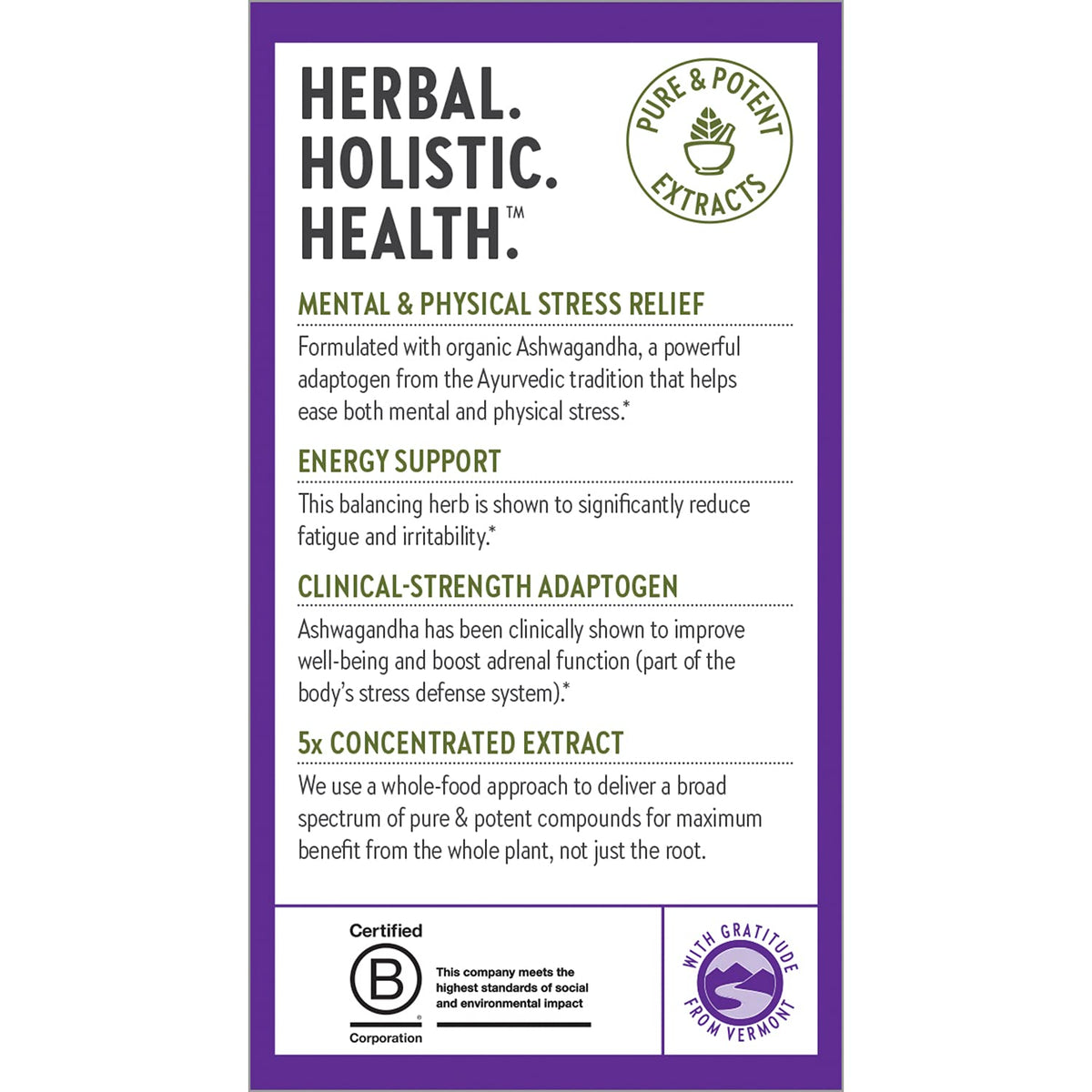 Gélules d'Ashwagandha Bio New Chapter avec des ingrédients naturels