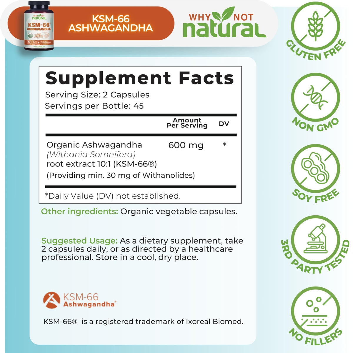 Gélules d'Ashwagandha KSM-66 sur une table