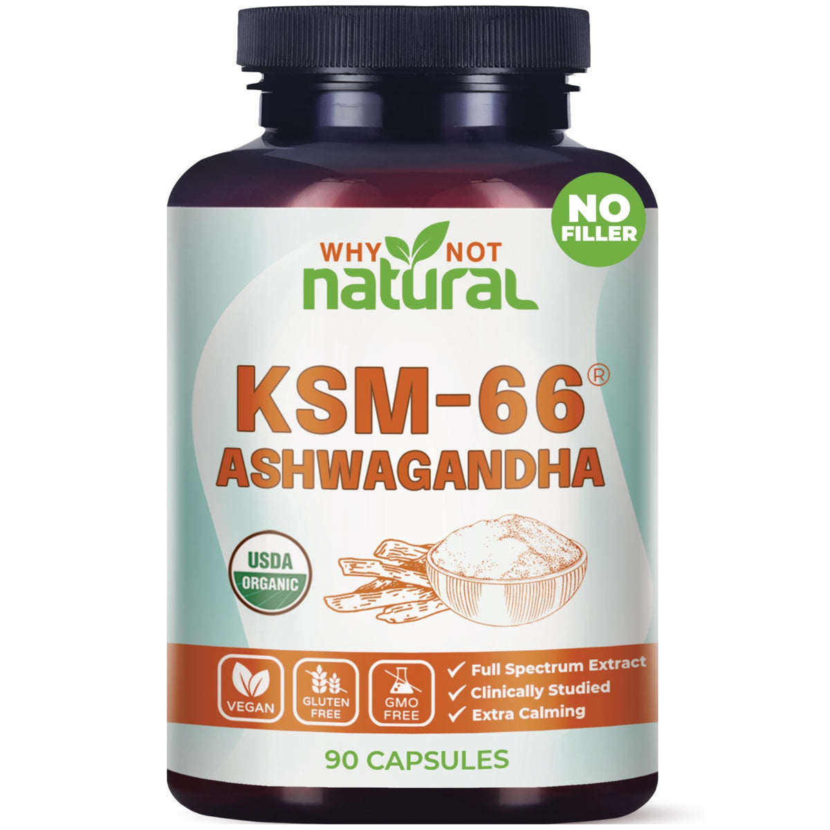 Gélules d'Ashwagandha KSM-66 Why Not Natural vue de face