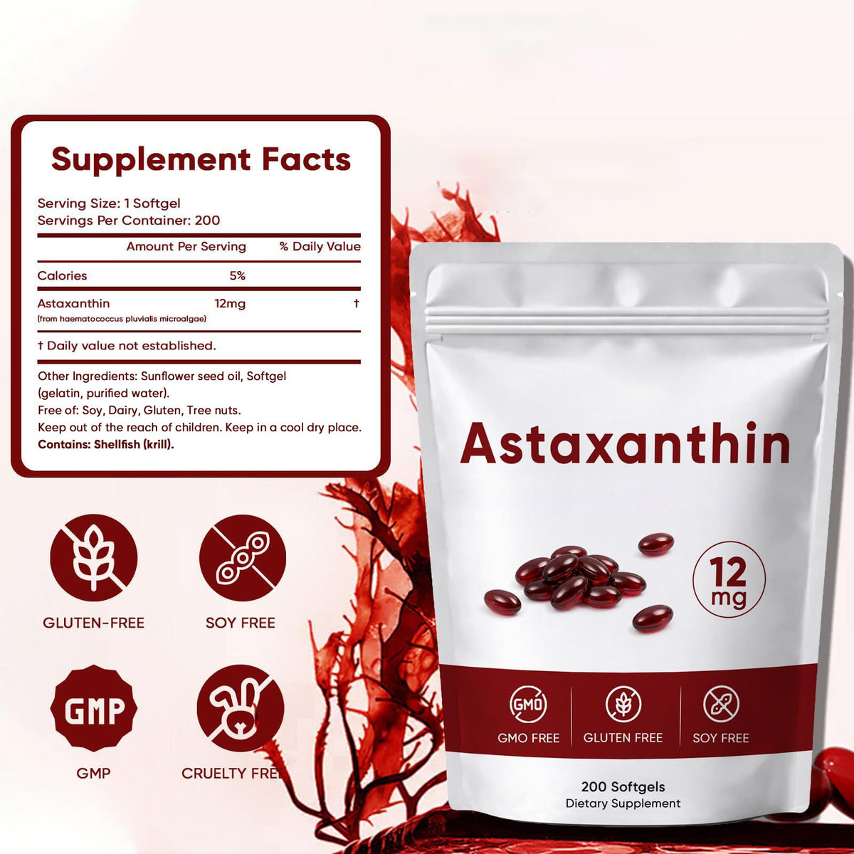 Gélules d'Astaxanthin Awjsde avec un verre d'eau