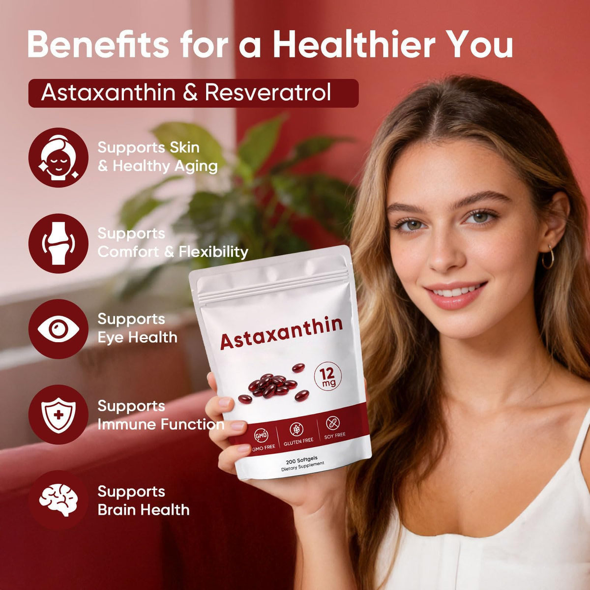 Gélules d'Astaxanthin Awjsde montrant l'étiquette avec ingrédients