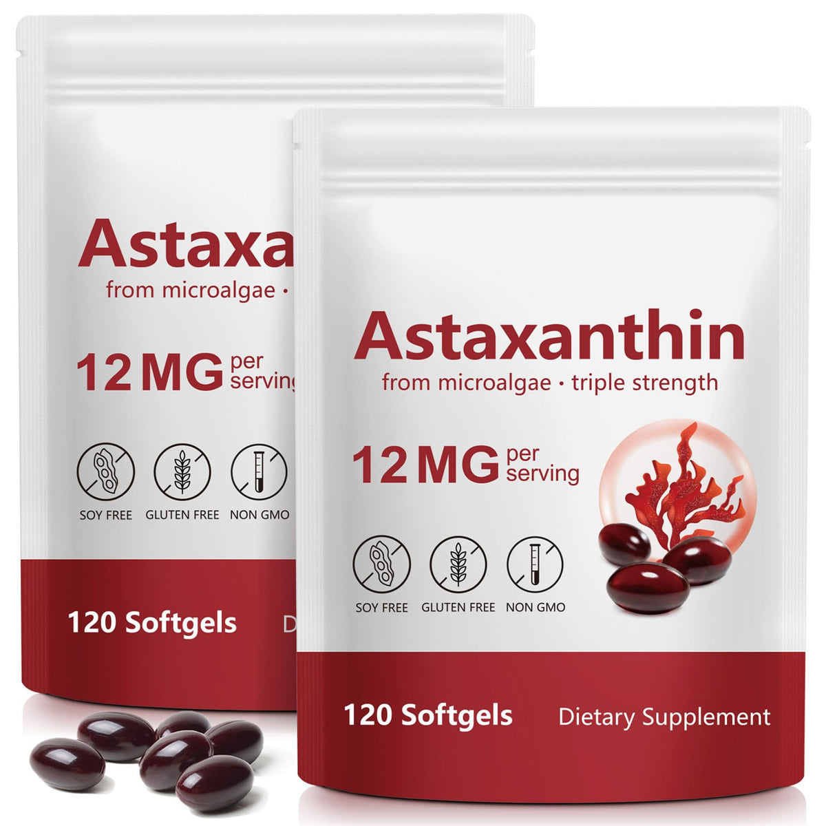 Gélules d'astaxanthine ONEBTANICL 12mg, vue de face