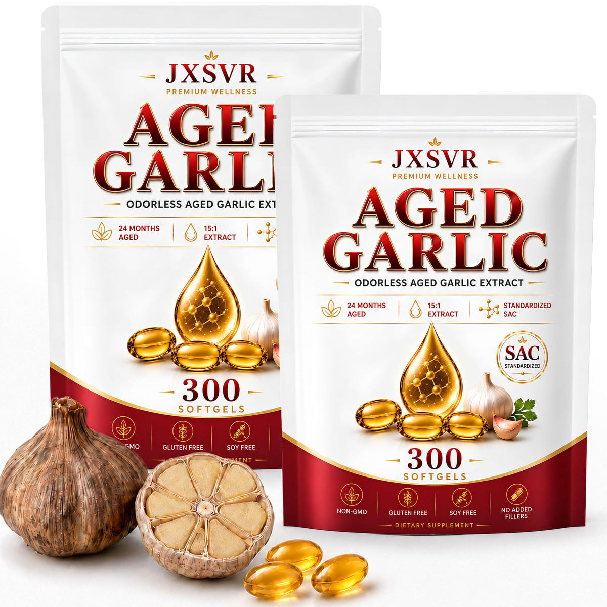 Gélules d'extrait d'ail vieilli JXSVR en sachet