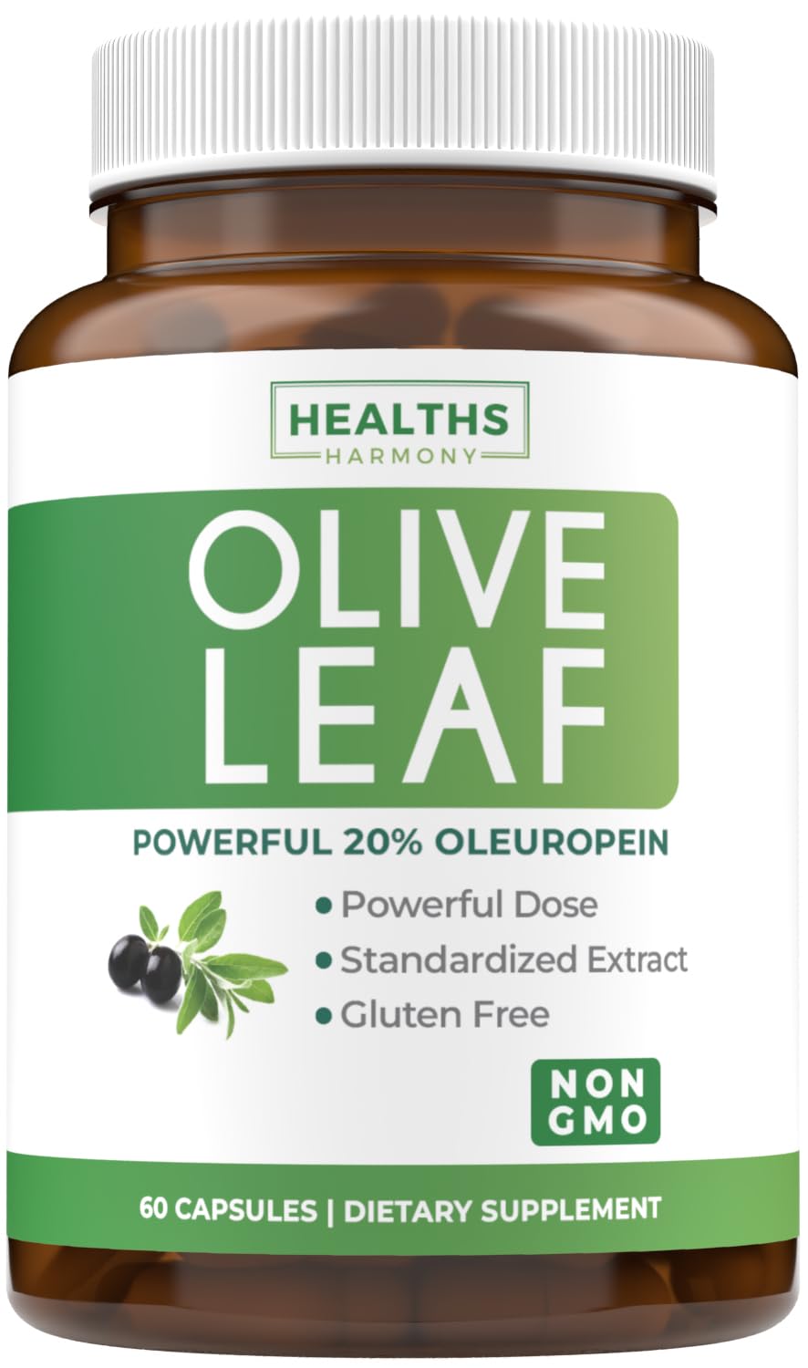 Gélules d'extrait de feuille d'olive Healths Harmony vue de face