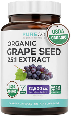 Gélules d'extrait de pépins de raisin PURE CO 12500mg en bouteille
