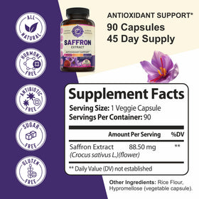 Gélules d'extrait de safran pur WHOLE WORLD WELLNESS dans une cuillère