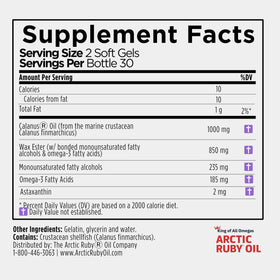 Gélules d'huile Arctic Ruby Omega 3 dans un verre