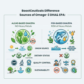Gélules d'huile d'algue Omega 3 Vegan sur une table en bois