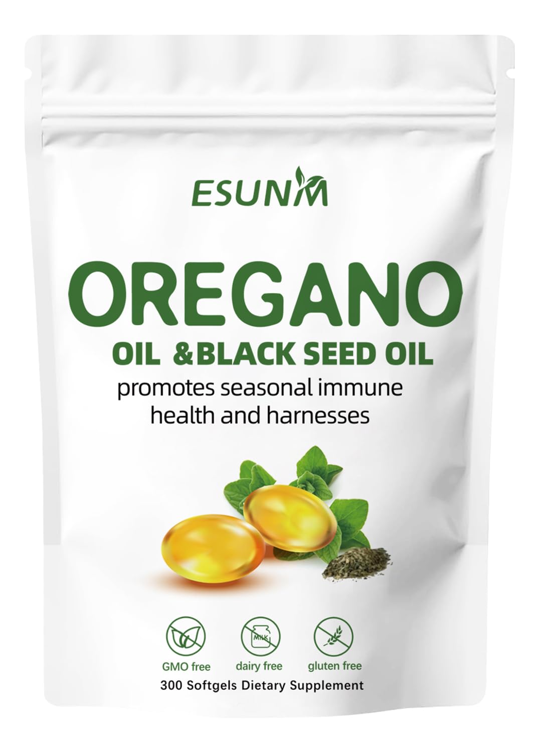 Gélules d'huile d'origan ESUNM 300 gélules en emballage