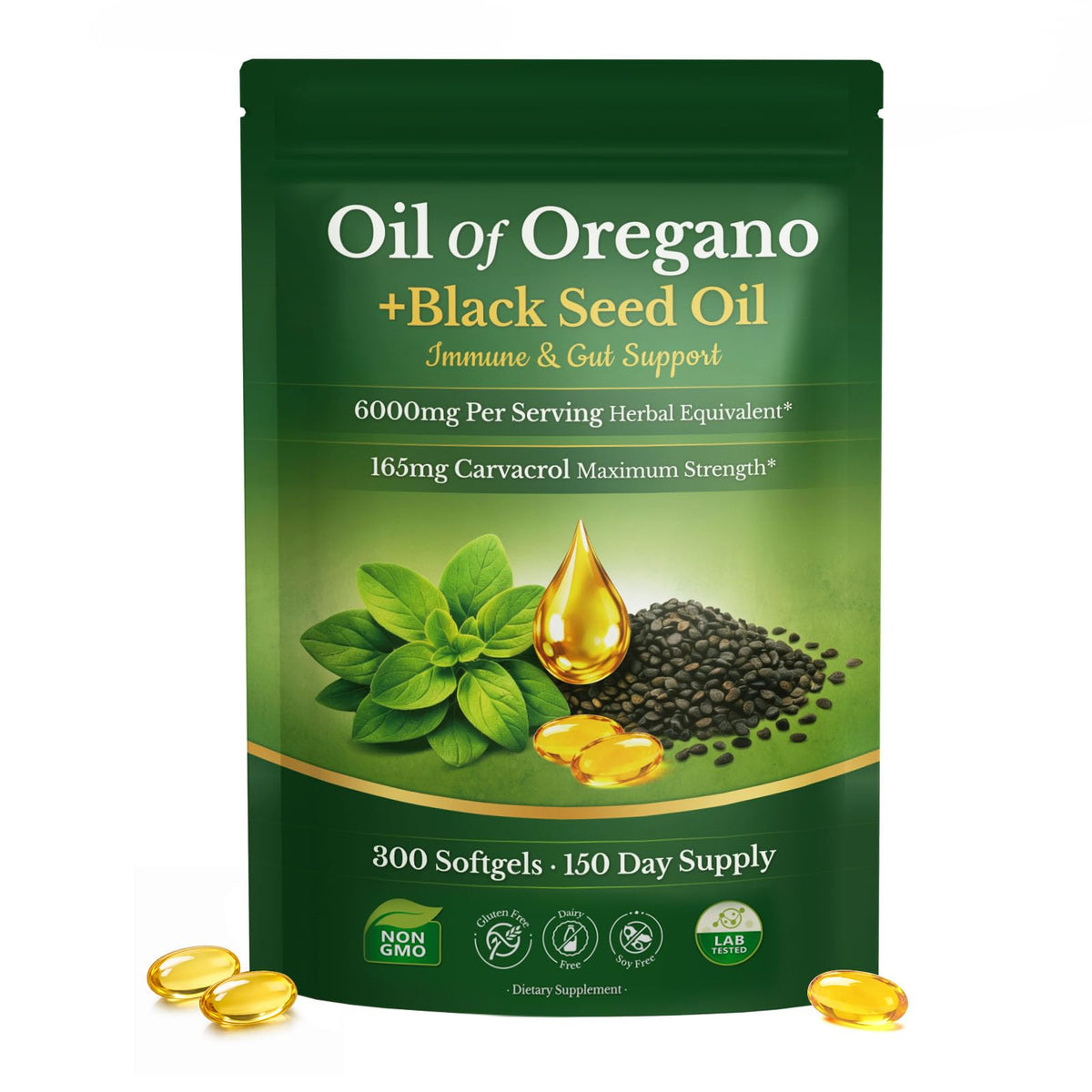 Gélules d'huile d'origan et de nigelle TryMee vue de face