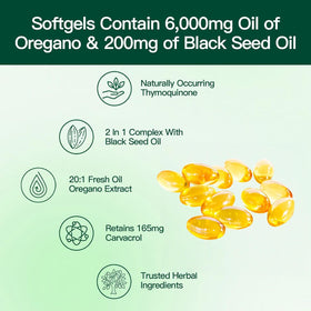 Gélules d'huile d'origan HealthyFinds ouvertes avec contenu visible