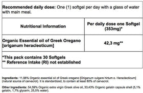 Gélules d'huile d'origan Oreganic sur une table en bois