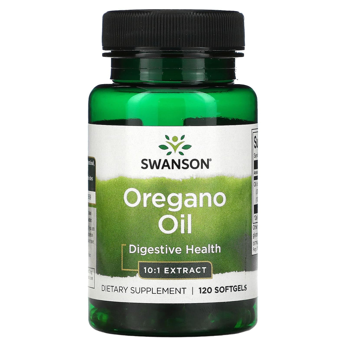 Gélules d'huile d'origan Swanson avec une cuillère pour dosage