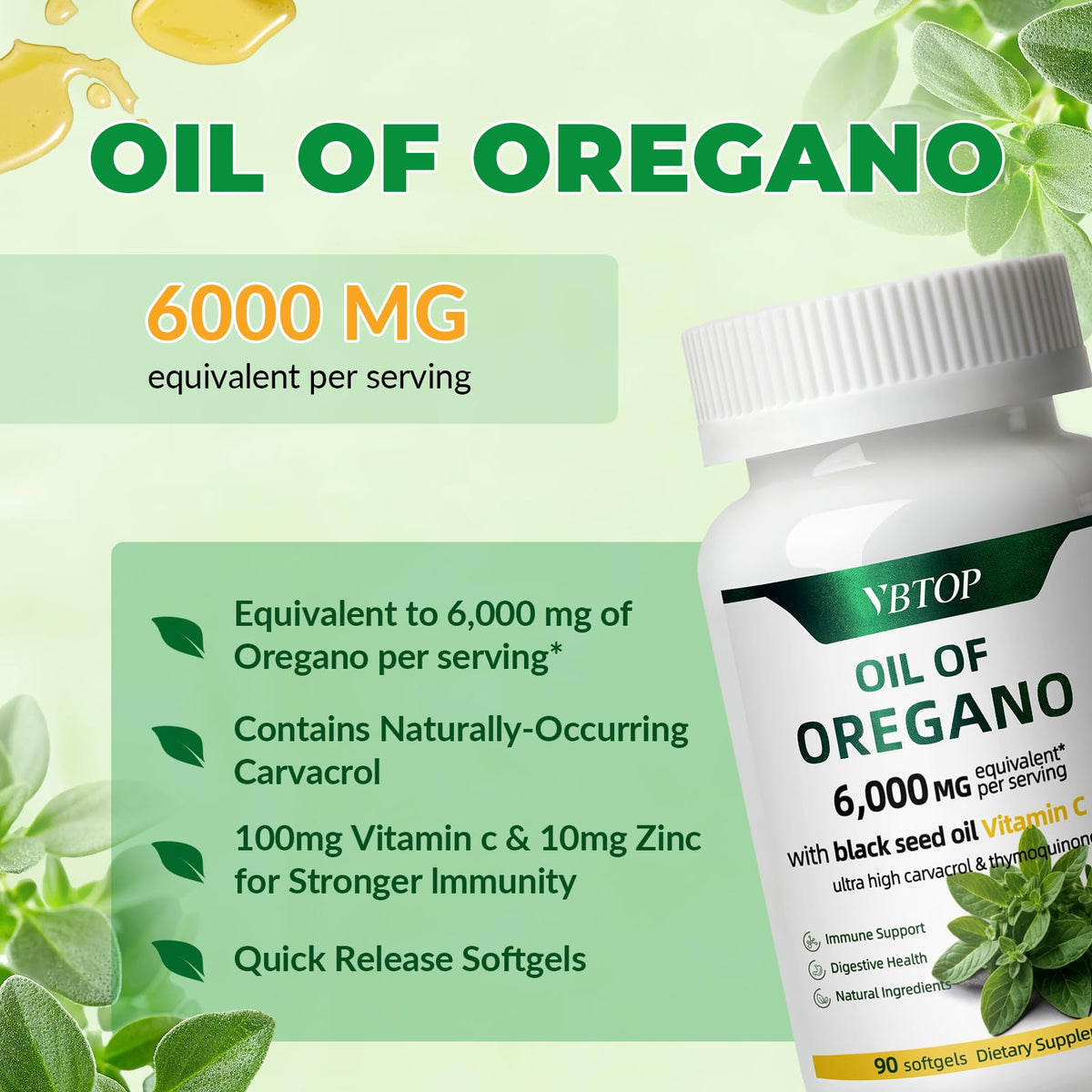 Gélules d'huile d'origan VBTOP dans une main