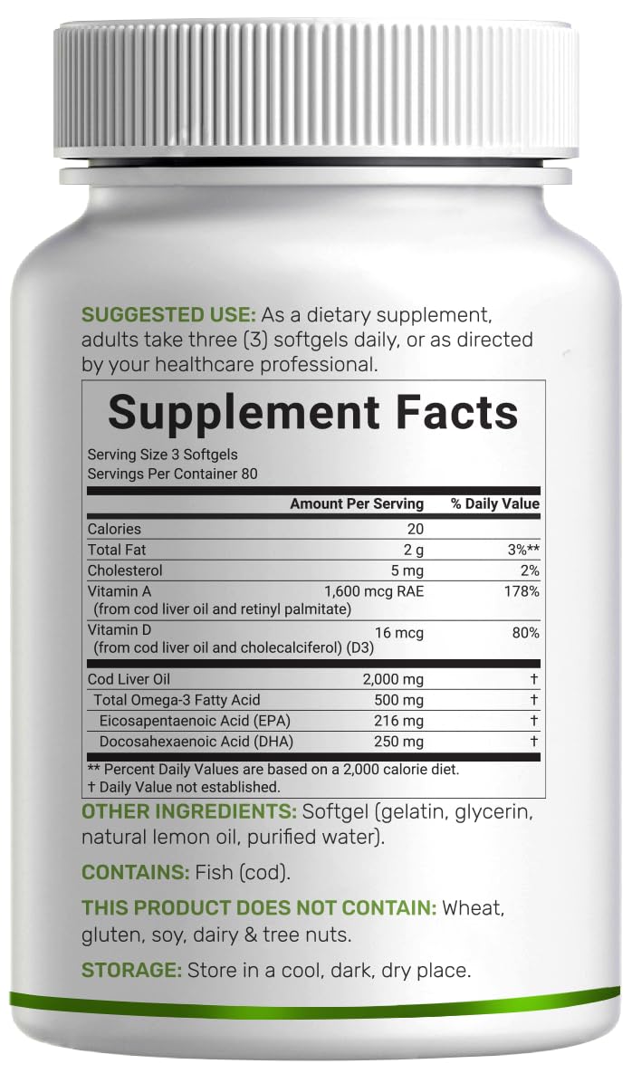 Gélules d'huile de foie de morue DEAL SUPPLEMENT sur une table
