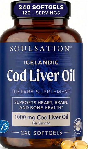 Gélules d'huile de foie de morue SOULSATION 1000mg vue de face