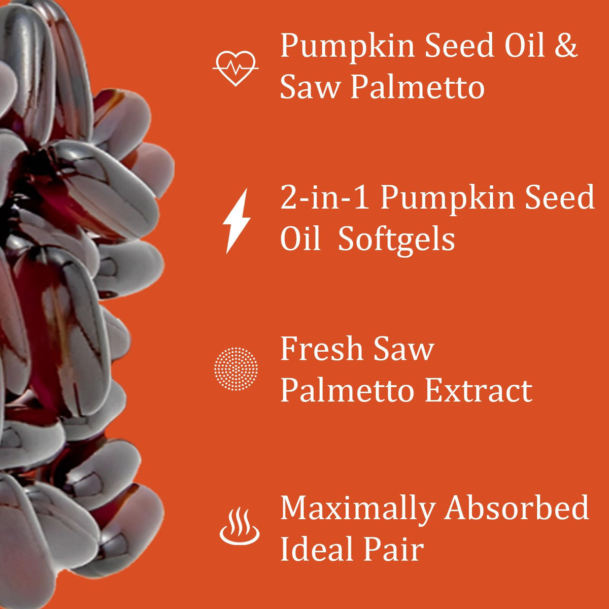 Gélules d'huile de graine de citrouille FITactic avec Saw Palmetto