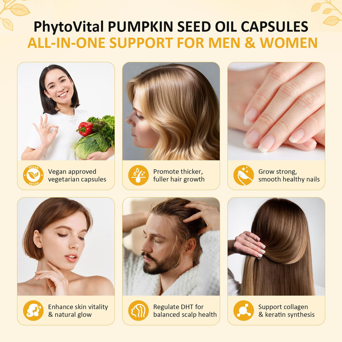 Gélules d'huile de graines de citrouille PhytoVital sur fond blanc