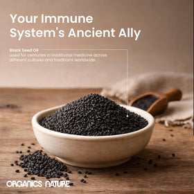 Gélules d'huile de graines noires ORGANICS NATURE sur une table