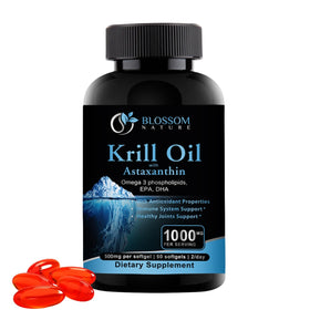 Gélules d'huile de krill antarctique Blossom Nature 1000mg face avant