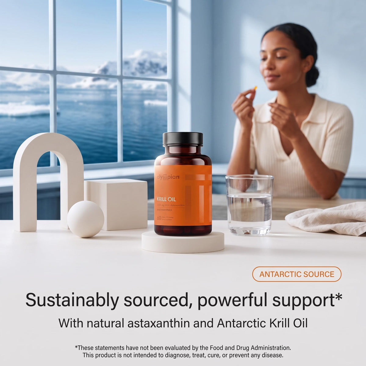 Gélules d'huile de Krill Antarctique Olympian Labs en gros plan