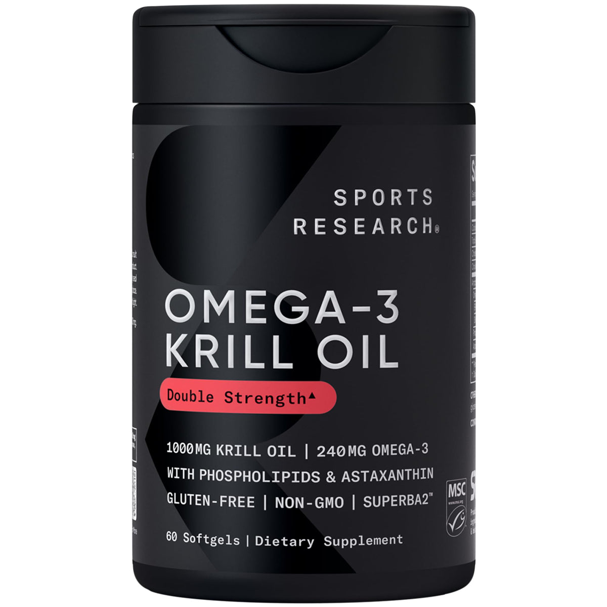 Gélules d'huile de krill antarctique Sports Research, 1000mg, vue de face