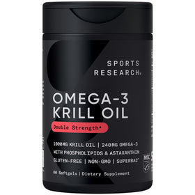 Gélules d'huile de krill antarctique Sports Research, 1000mg, vue de face