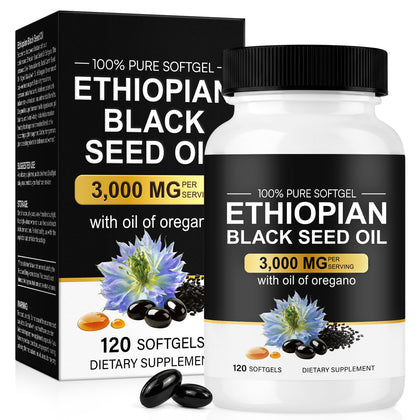 Gélules d'huile de nigelle éthiopienne en flacon de 120 unités