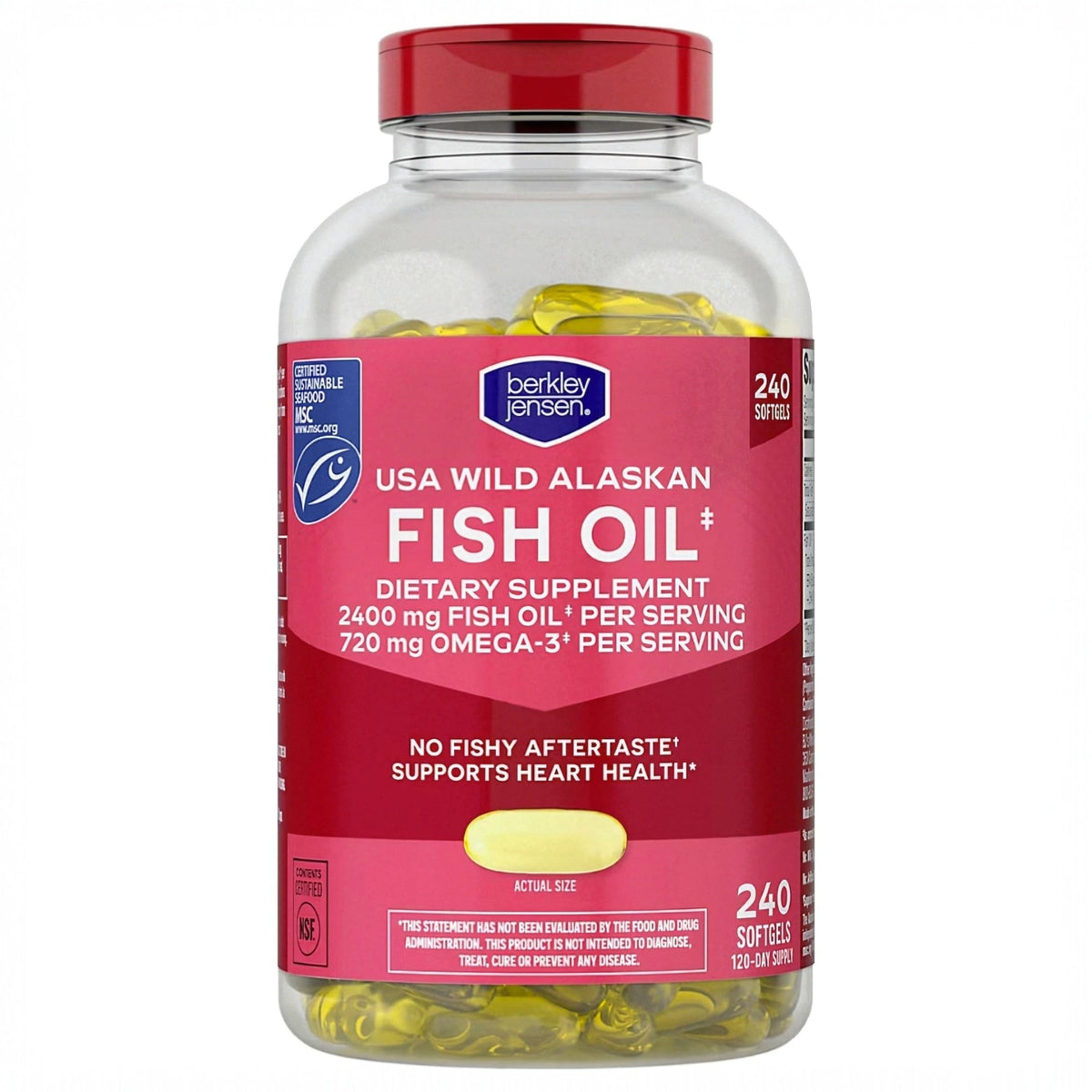 Gélules d'huile de poisson berkley jensen 2400mg en bouteille