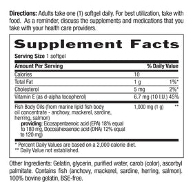 Gélules d'huile de poisson Omega-3 sur une cuillère en bois