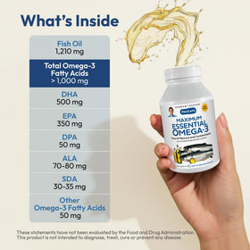 Gélules d'huile de poisson Omega-3 sur une table en bois