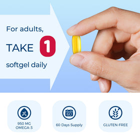 Gélules d'huile de poisson Omega 3 Vitamin World dans une cuillère