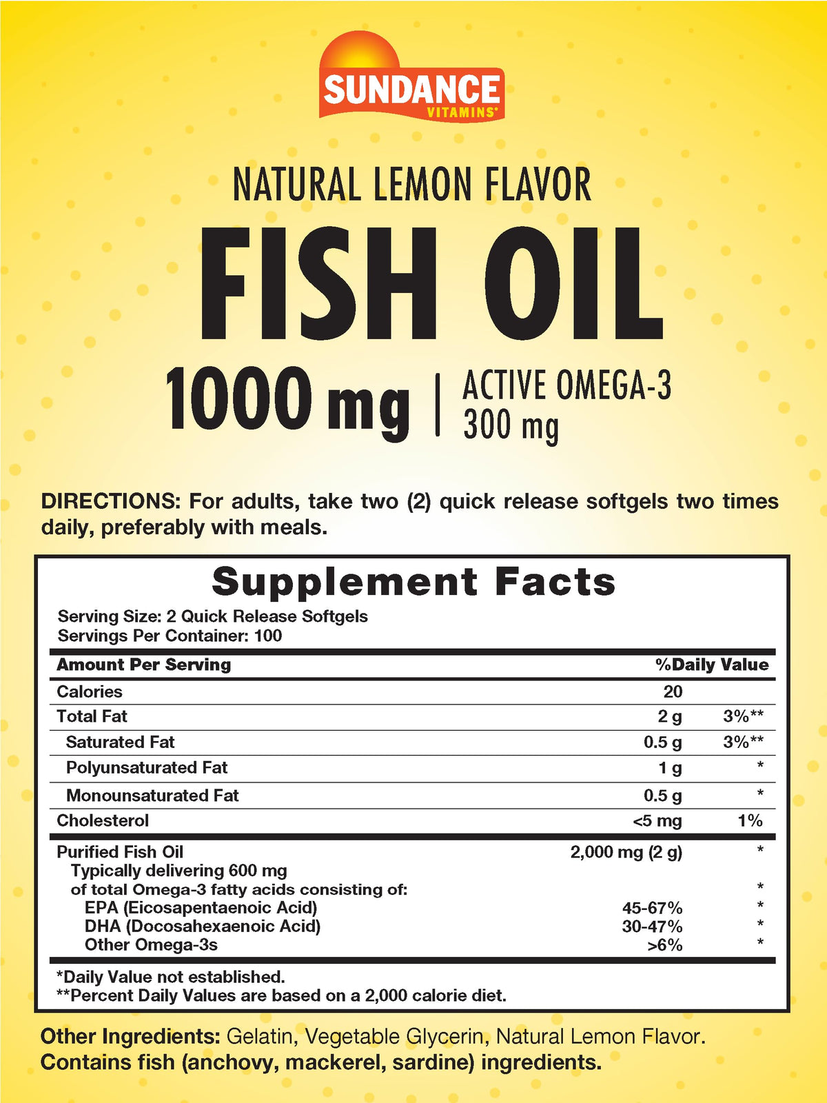 Gélules d'huile de poisson Sundance avec goût naturel de citron