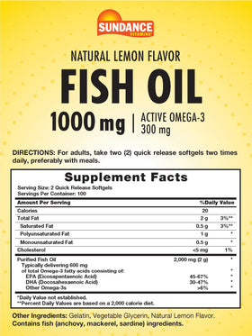 Gélules d'huile de poisson Sundance avec goût naturel de citron