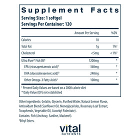 Gélules d'huile de poisson Vital Nutrients en boîte