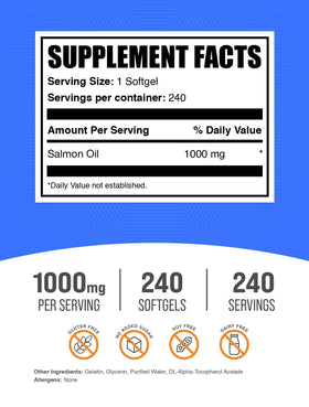 Gélules d'huile de saumon BulkSupplements 1000mg sur fond blanc