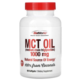 Gélules d'huile MCT DietWorks 90 unités en bouteille vue de face