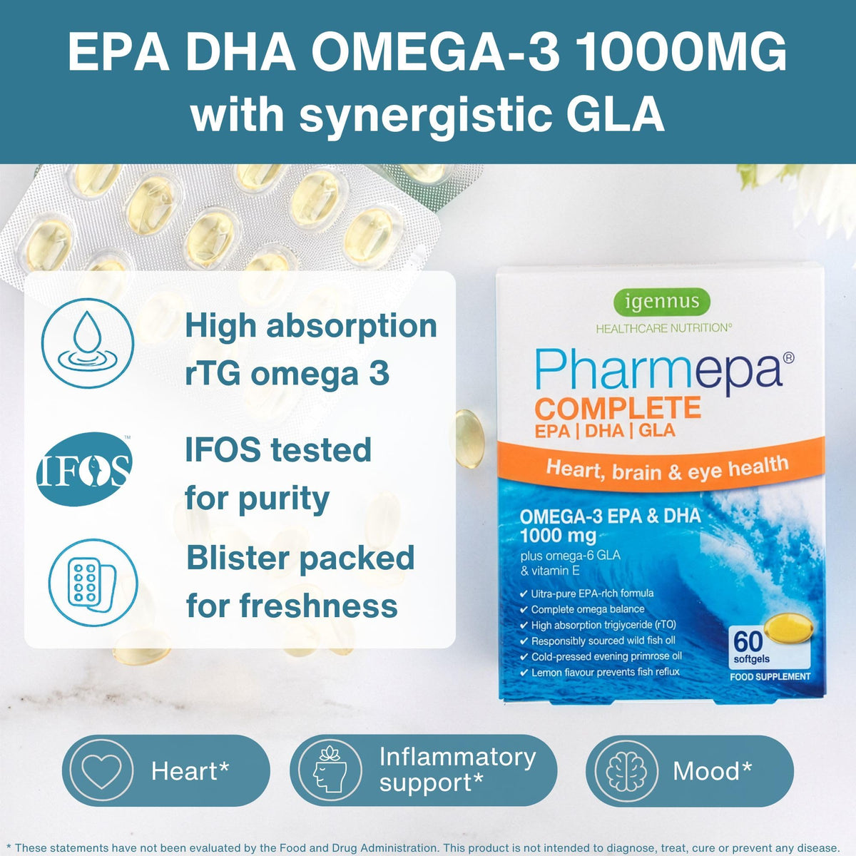 Gélules d'Igennus Pharmepa Omega 3 EPA DHA 1000mg en présentation
