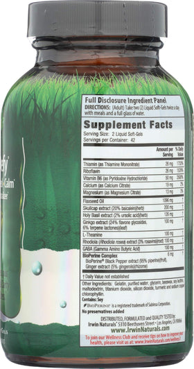 Gélules d'Irwin Naturals Stress-Defy dans une cuillère