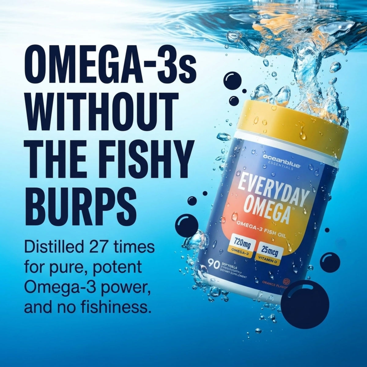 Gélules d'Oceanblue Omega-3 dans une main