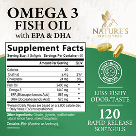 Gélules d'Omega 3 Nature's Nutrition avec arôme de citron