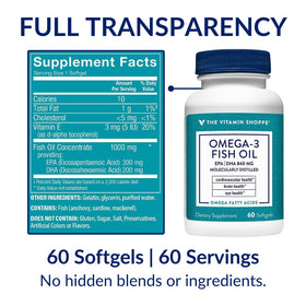Gélules d'Omega 3 The Vitamin Shoppe avec verre d'eau