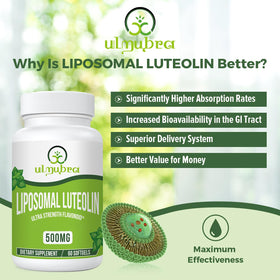Gélules d'Ulmubra Luteolin Liposomal 500MG sur fond blanc
