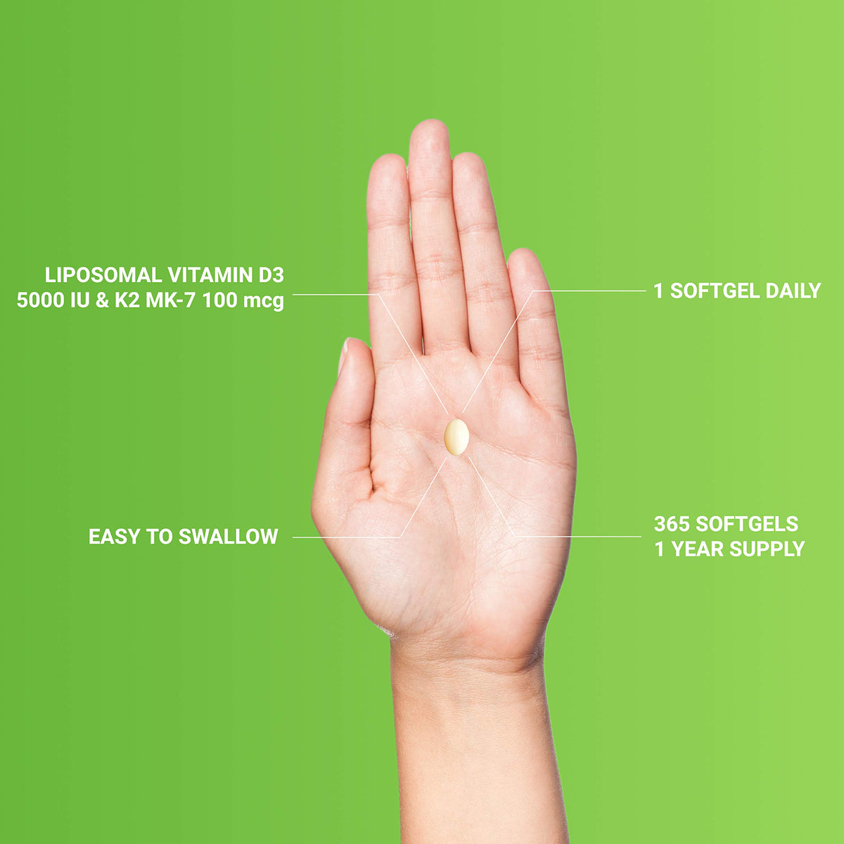 Gélules d'UpNourish Liposomal D3 K2 MK-7 dans un environnement de cuisine