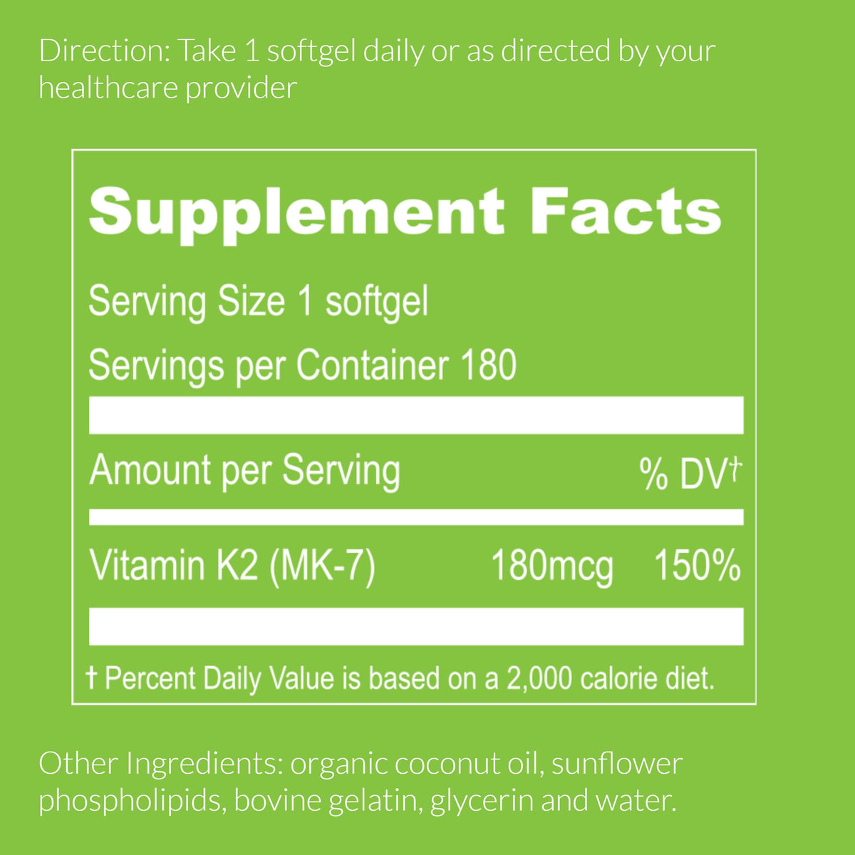 Gélules d'UpNourish Vitamine K2 MK7 avec huile de noix de coco en arrière-plan