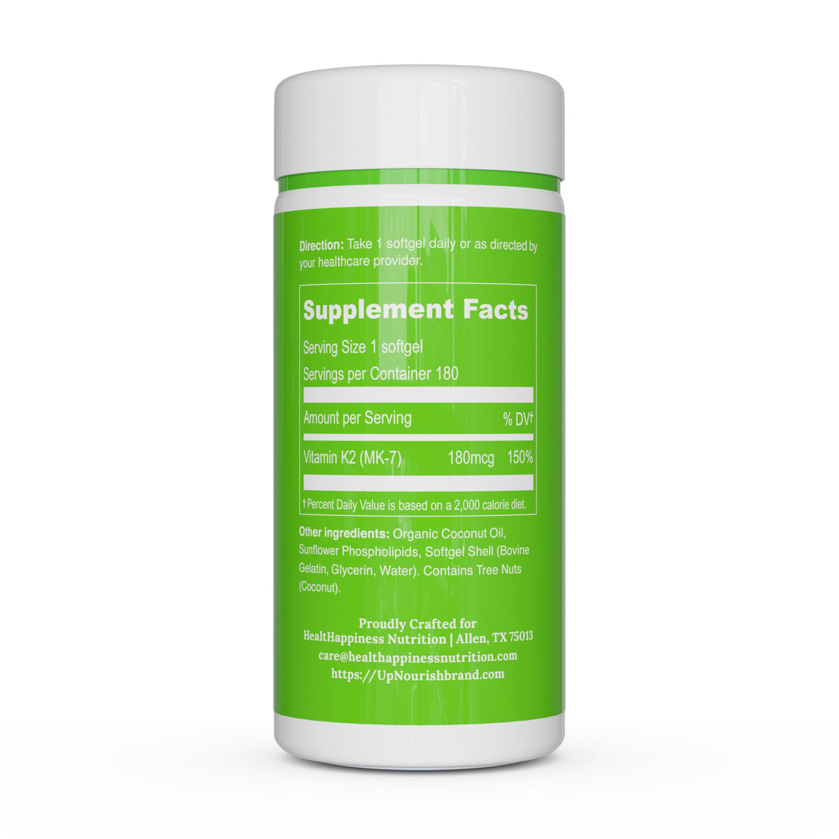 Gélules d'UpNourish Vitamine K2 MK7 en gros plan