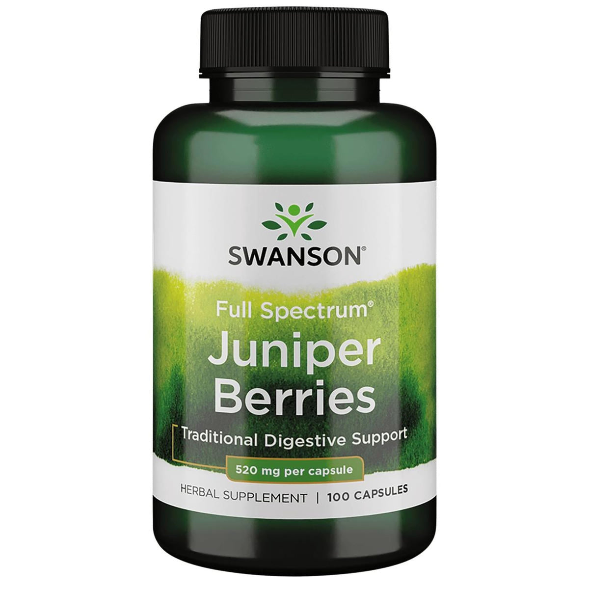Gélules de baies de genévrier Swanson 520 mg, vue de face