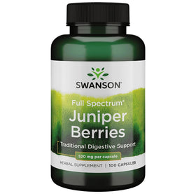 Gélules de baies de genévrier Swanson 520 mg, vue de face