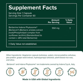 Gélules de Berberine Phytosome 550 mg, vue de côté